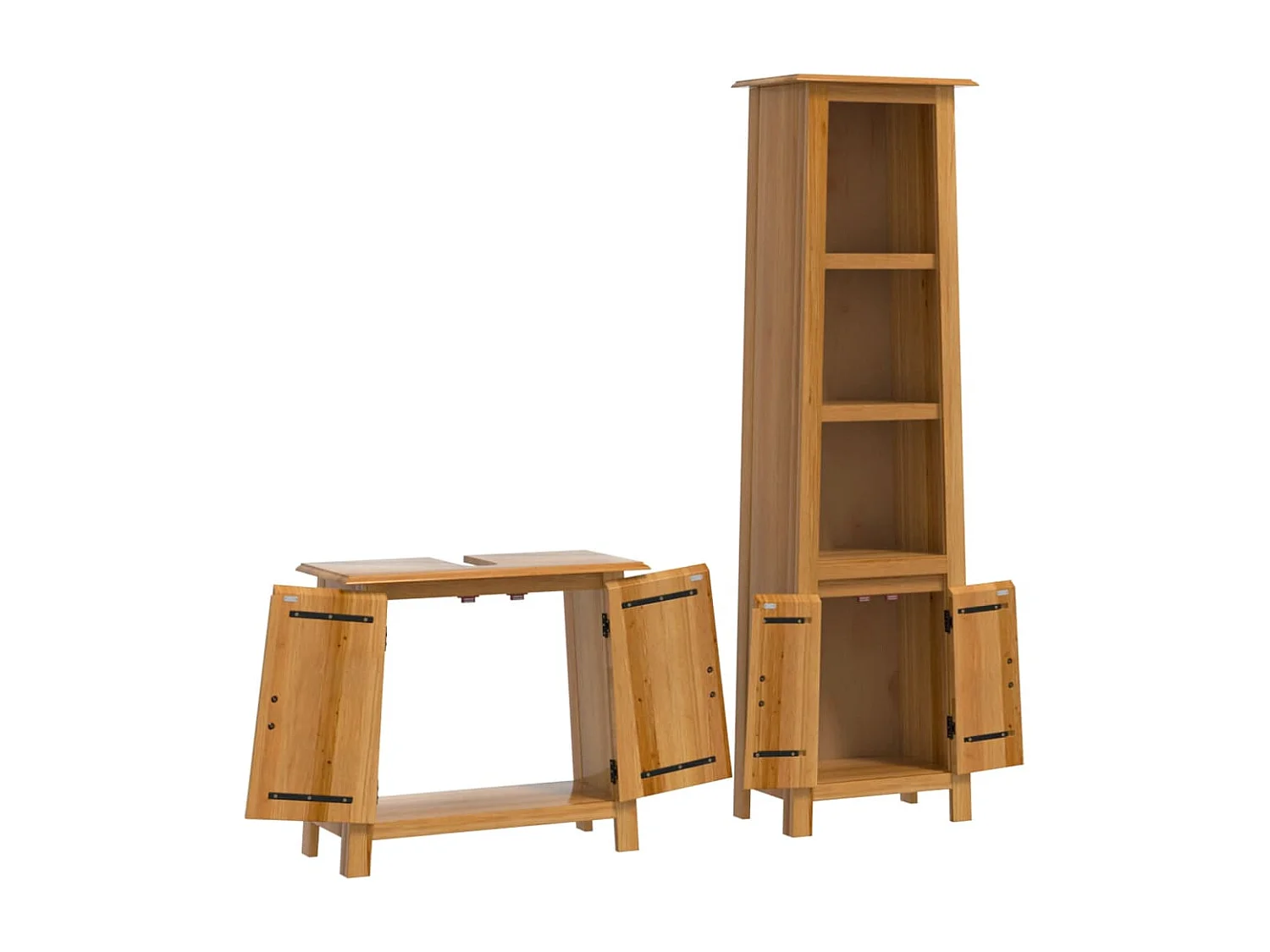 Ensemble de meubles de salle de bain 2 pcs bois de pin massif