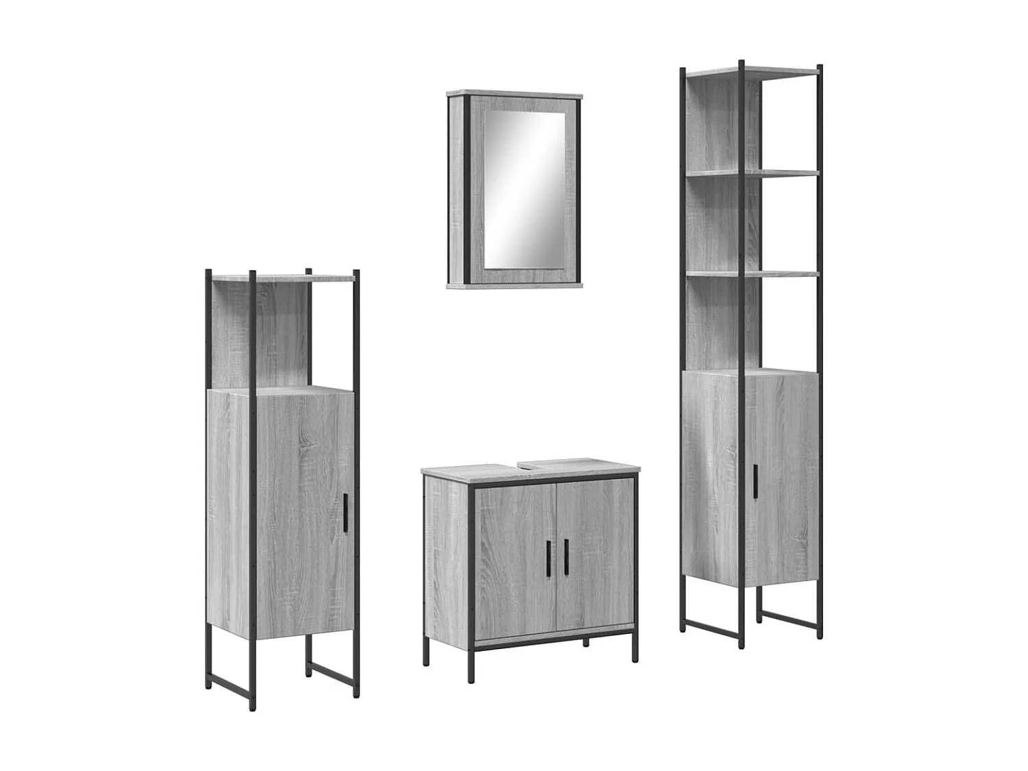 Ensemble de meubles de salle de bain 4 pcs Sonoma gris