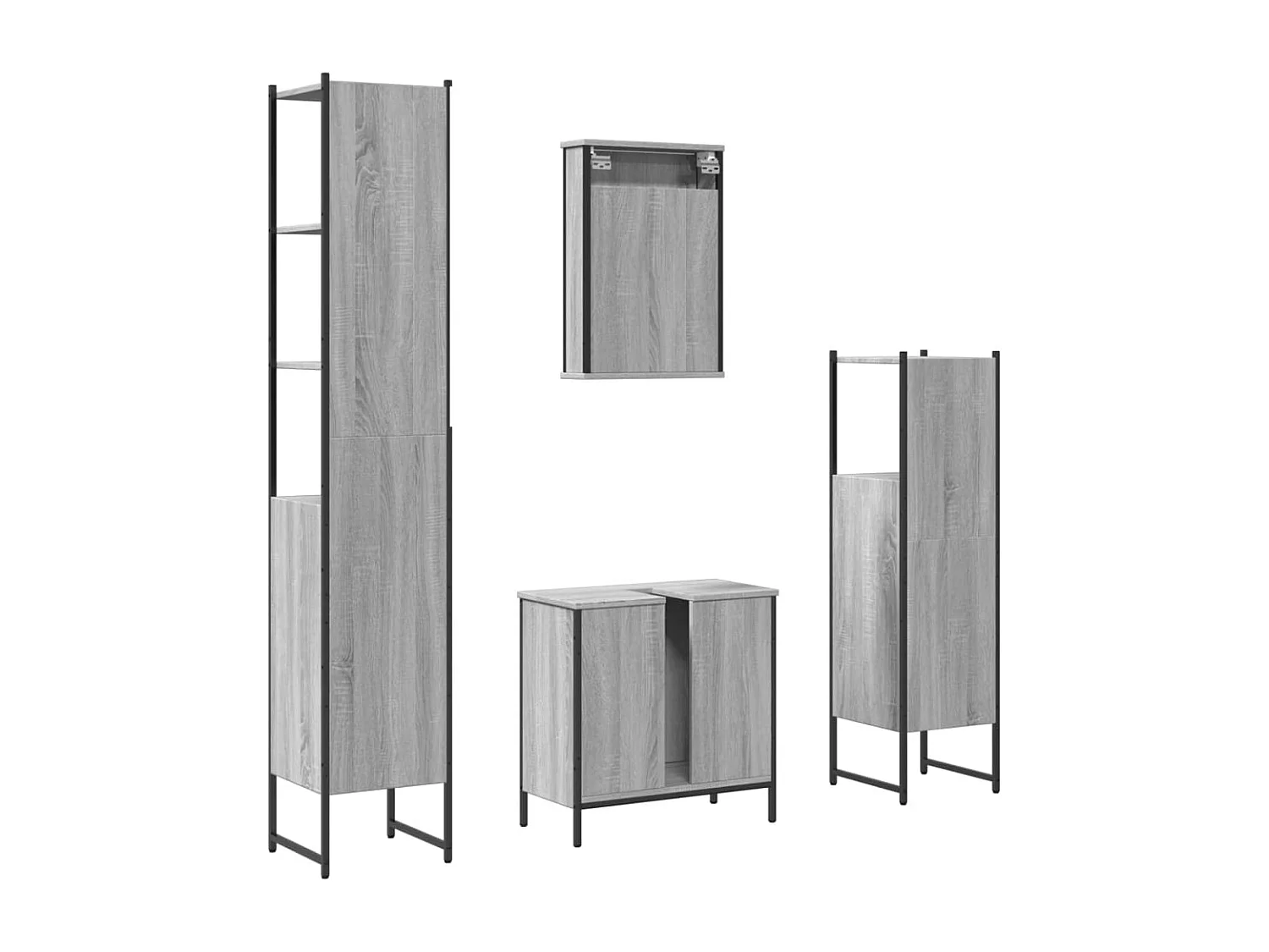 Ensemble de meubles de salle de bain 4 pcs Sonoma gris