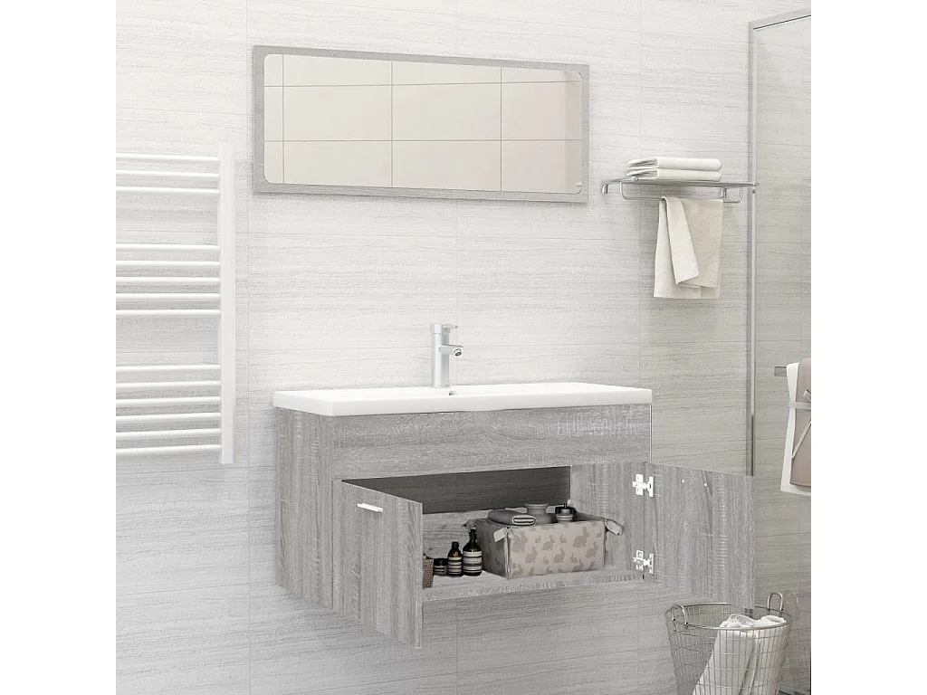 Ensemble de meubles de salle de bain 2 pcs Sonoma gris