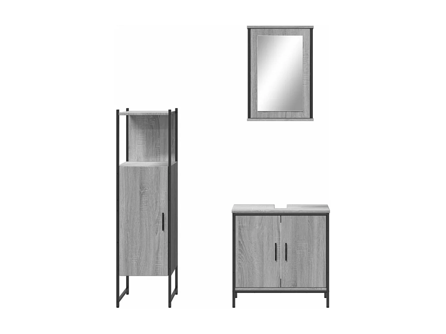 Ensemble de meubles de salle de bain 3 pcs Sonoma gris