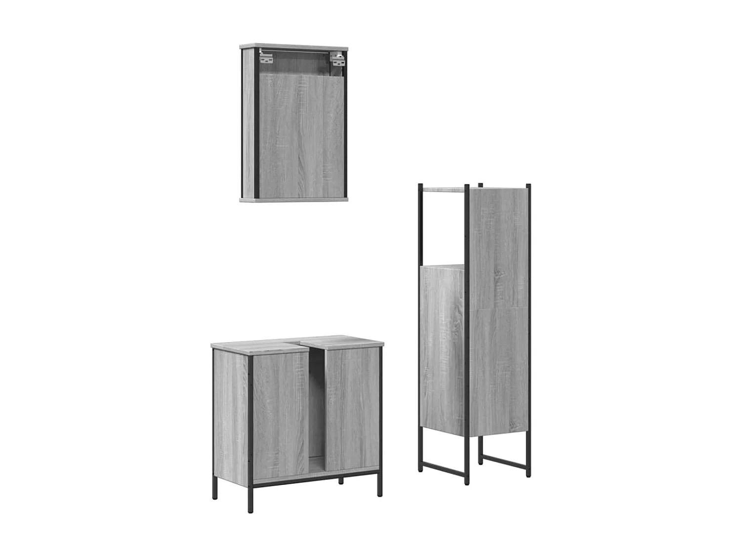Ensemble de meubles de salle de bain 3 pcs Sonoma gris