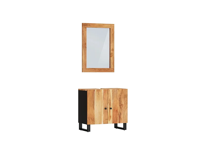 Ensemble de meubles de salle de bain 2 pcs bois massif d'acacia