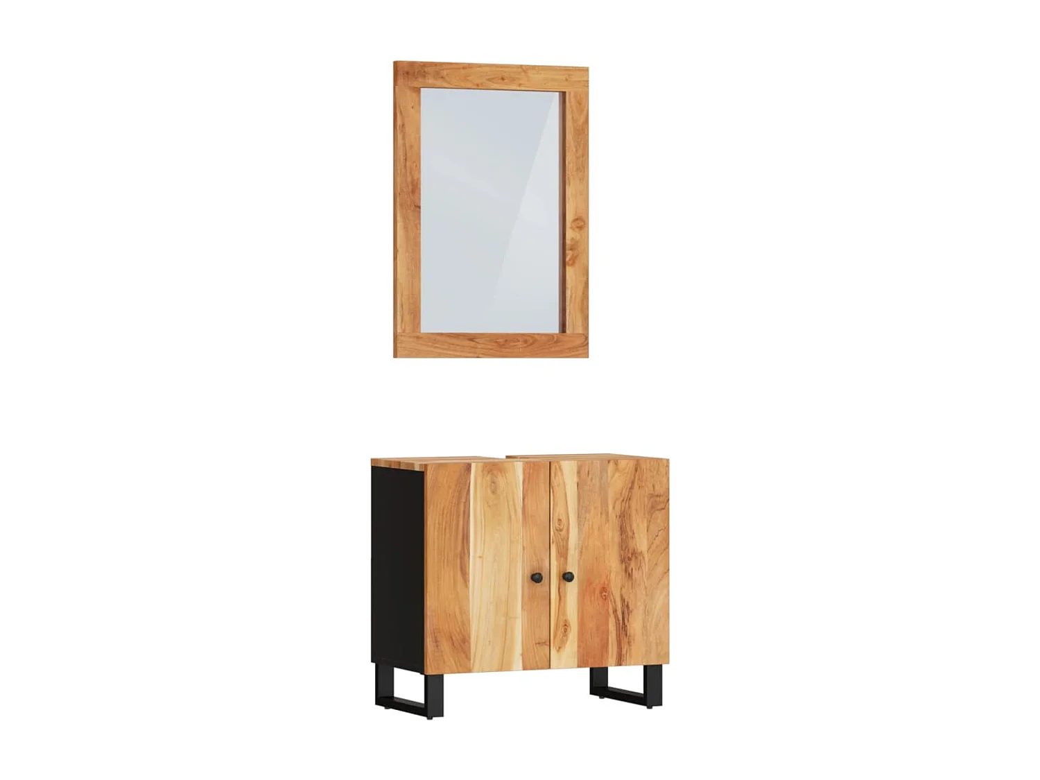 Ensemble de meubles de salle de bain 2 pcs bois massif d'acacia
