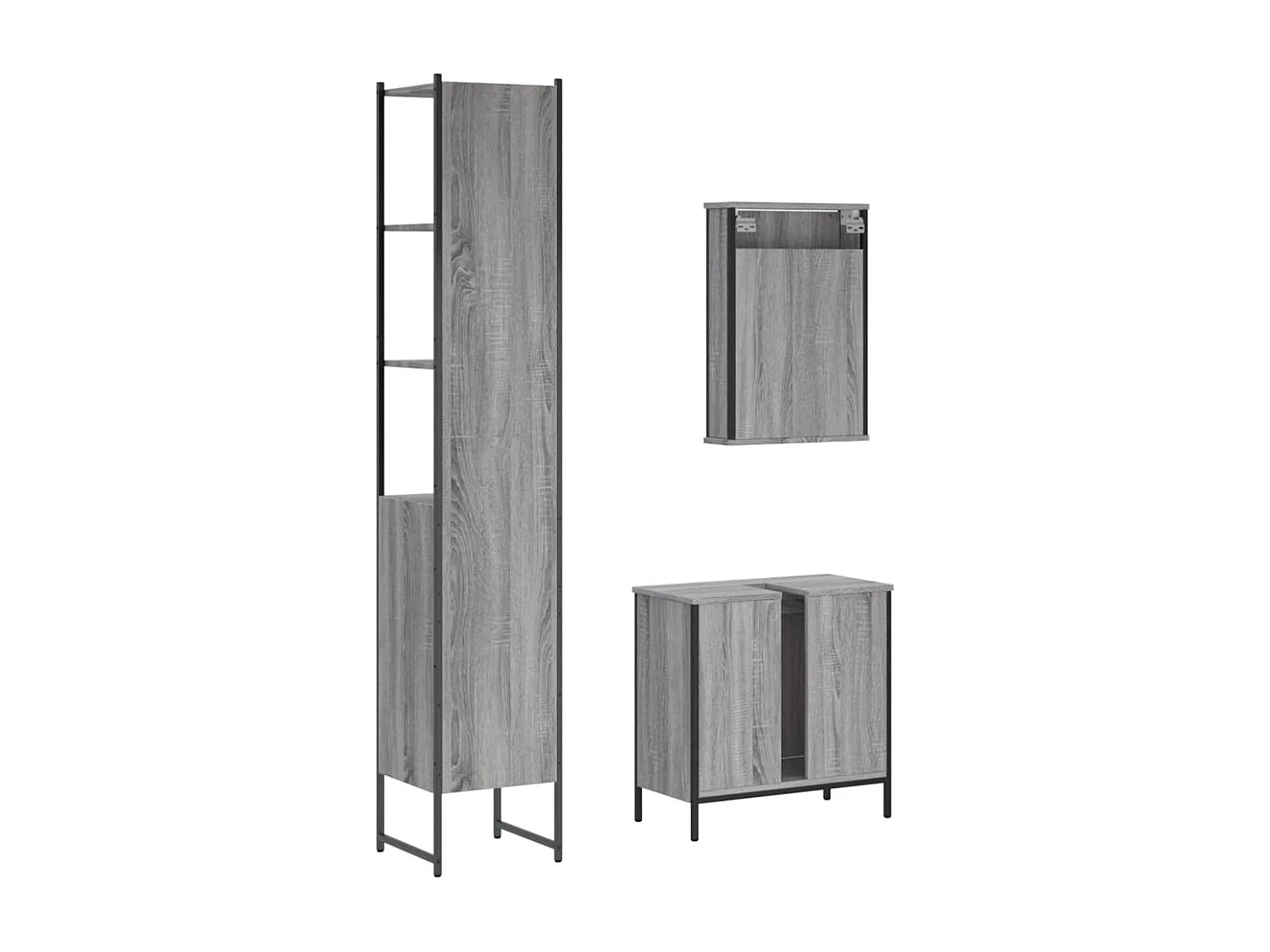 Ensemble de meubles de salle de bain 3 pcs Sonoma gris