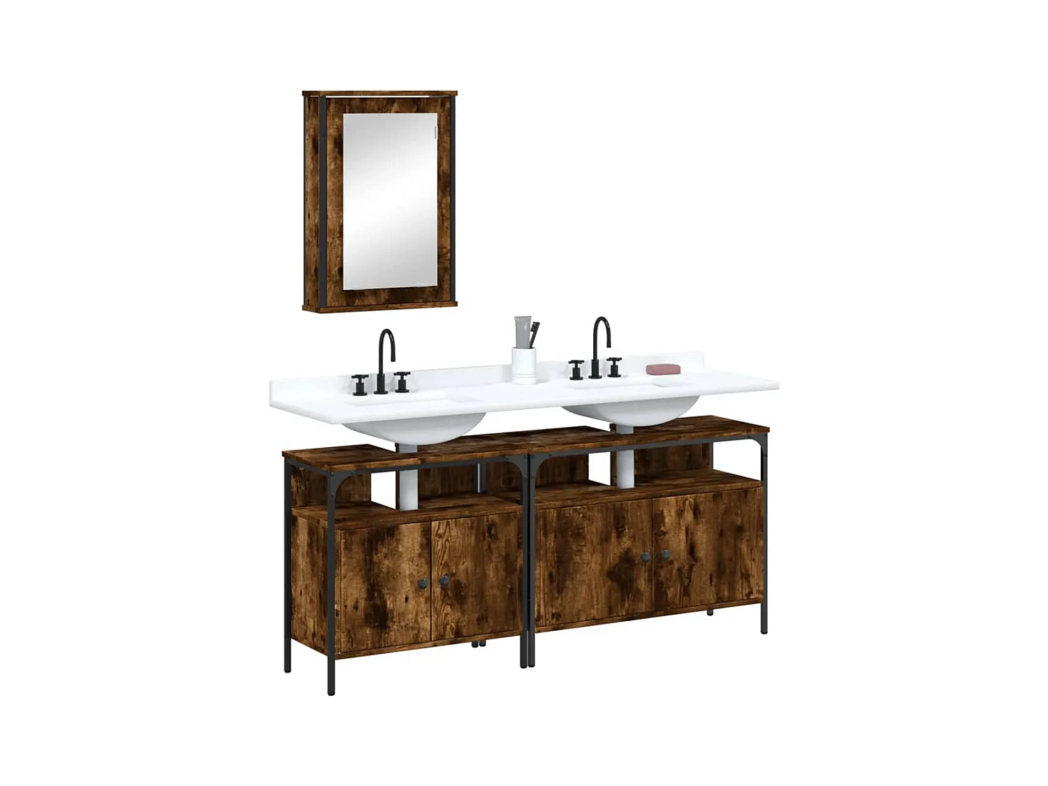 Ensemble de meubles de salle de bain 3 pcs Chêne fumé