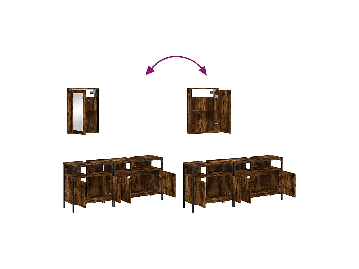 Ensemble de meubles de salle de bain 3 pcs Chêne fumé