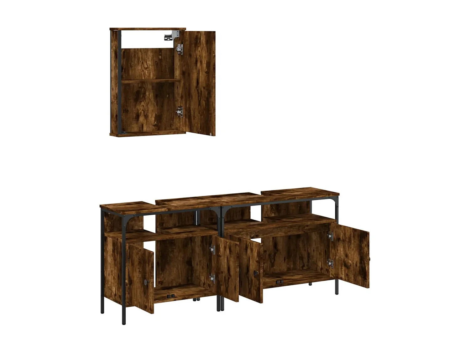 Ensemble de meubles de salle de bain 3 pcs Chêne fumé