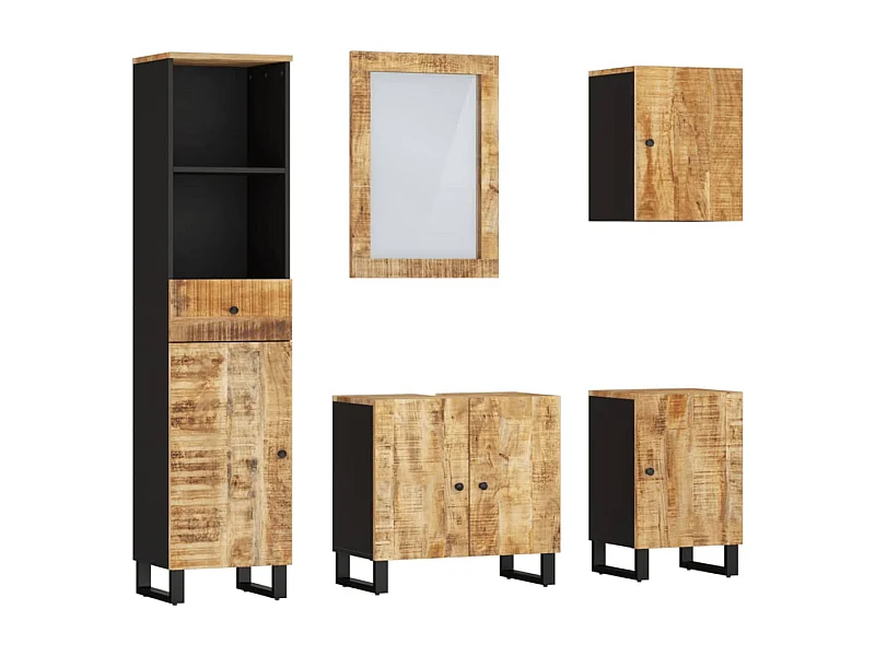 Ensemble de meubles de salle de bain 5 pcs bois manguier massif