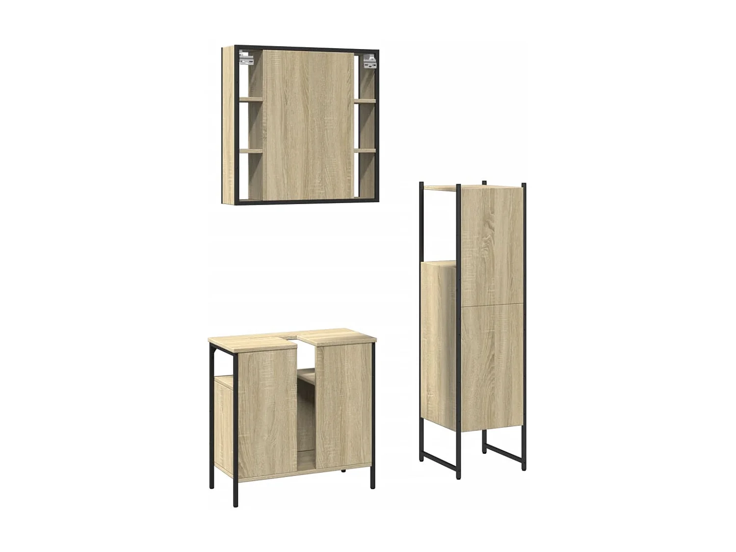 Ensemble d'armoires de salle de bain 3 pcs chêne sonoma