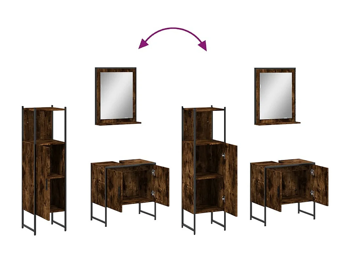 Ensemble d'armoires de salle de bain 3 pcs chêne fumé