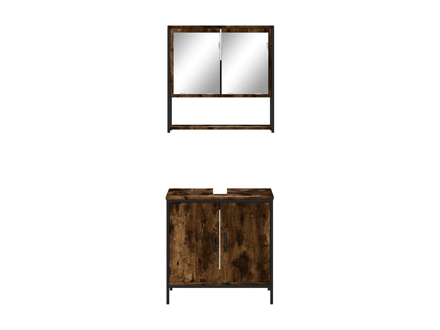 Ensemble de meubles de salle de bain 2 pcs Chêne fumé