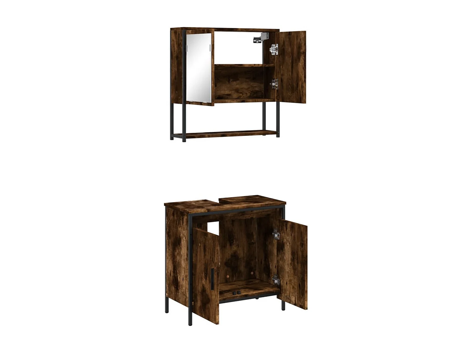 Ensemble de meubles de salle de bain 2 pcs Chêne fumé