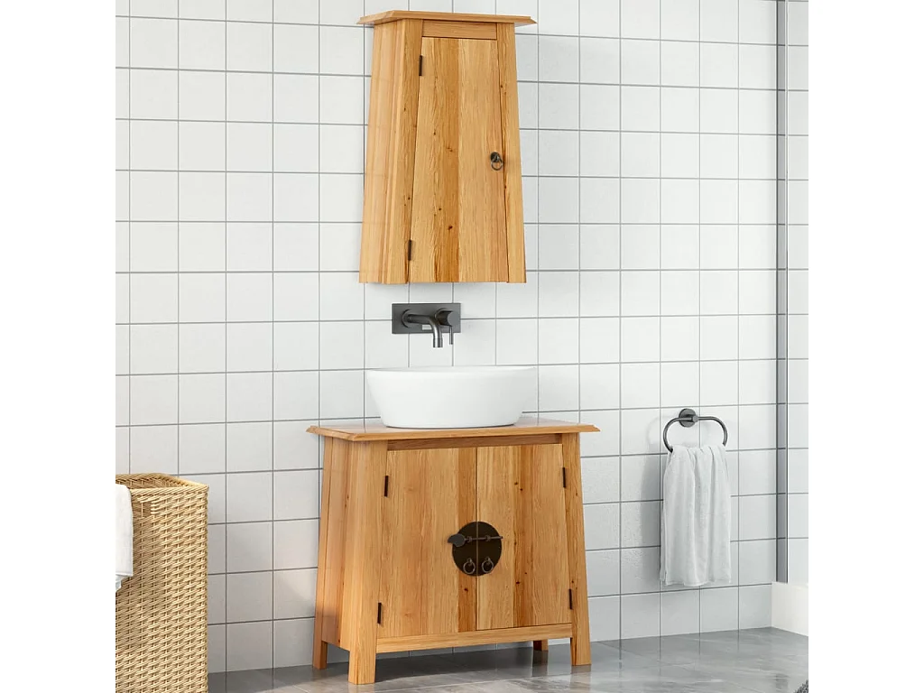Ensemble de meubles de salle de bain 2 pcs bois de pin massif