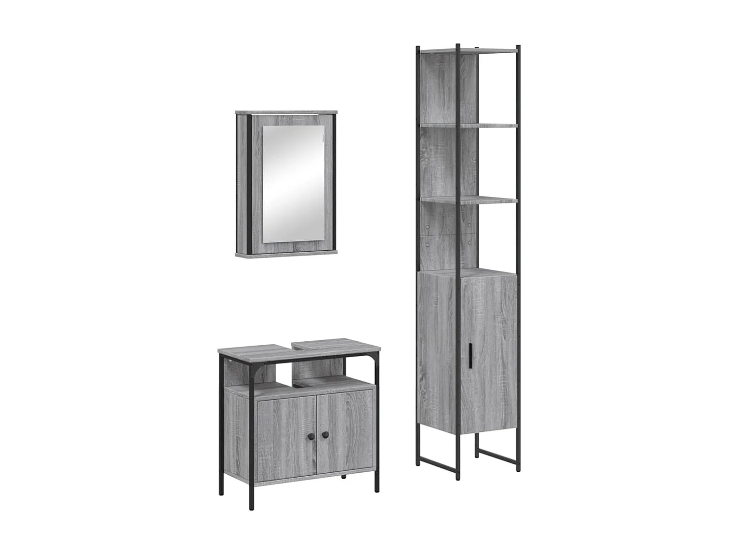 Ensemble de meubles de salle de bain 3 pcs Sonoma gris