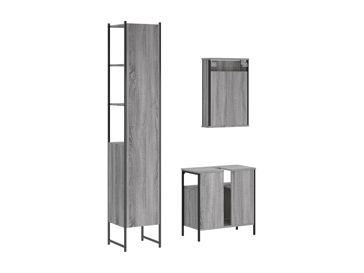 Ensemble de meubles de salle de bain 3 pcs Sonoma gris