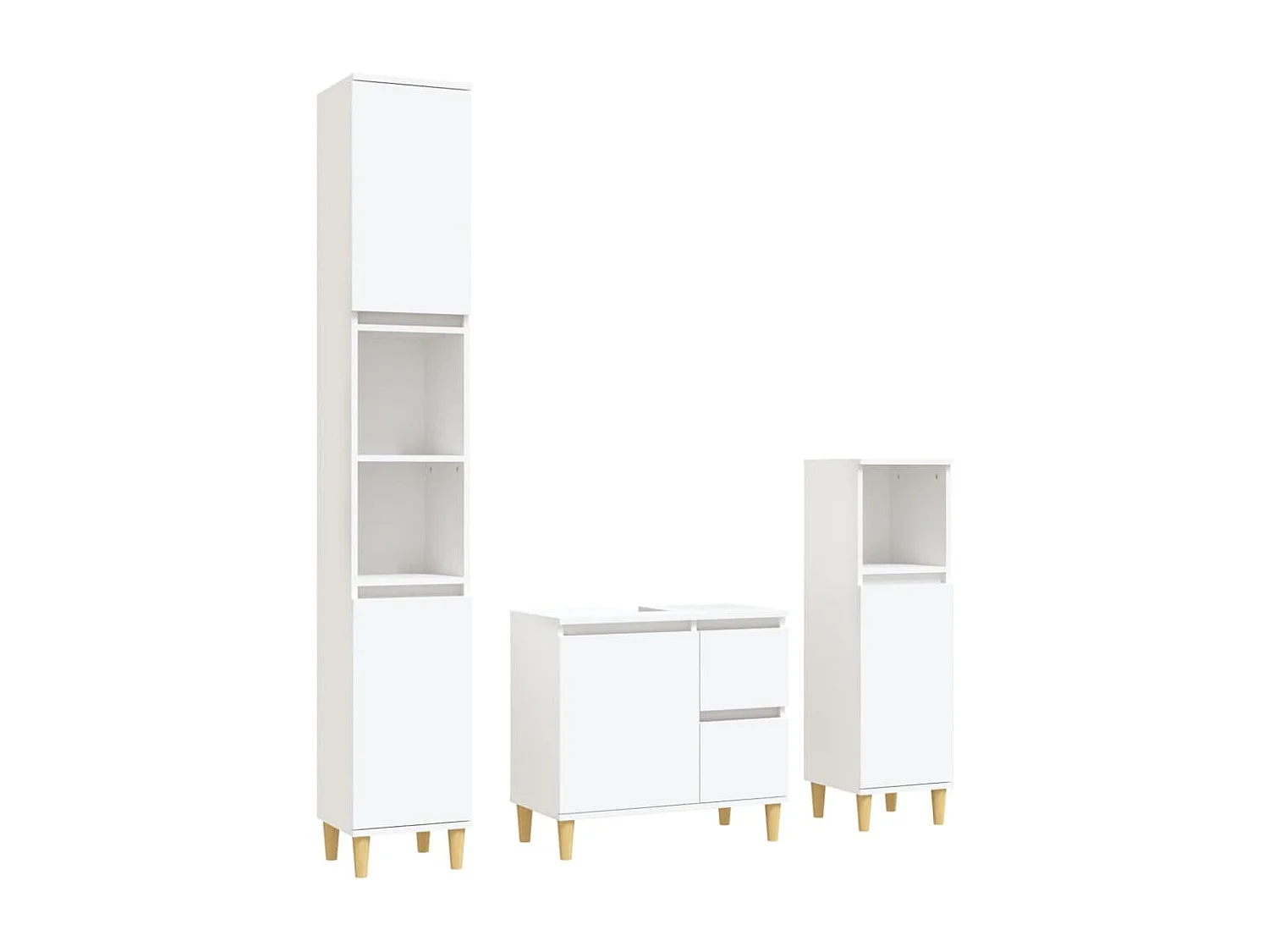 Ensemble d'armoires salle de bain 3 pcs blanc bois d'ingénierie