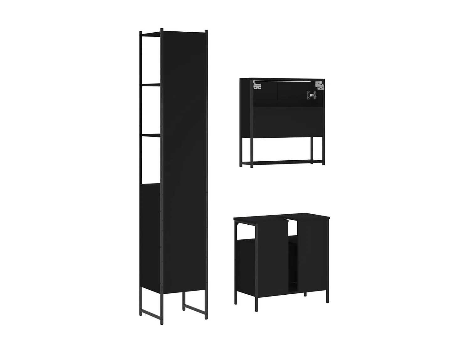 Ensemble de meubles salle de bain 3 pcs noir bois d'ingénierie