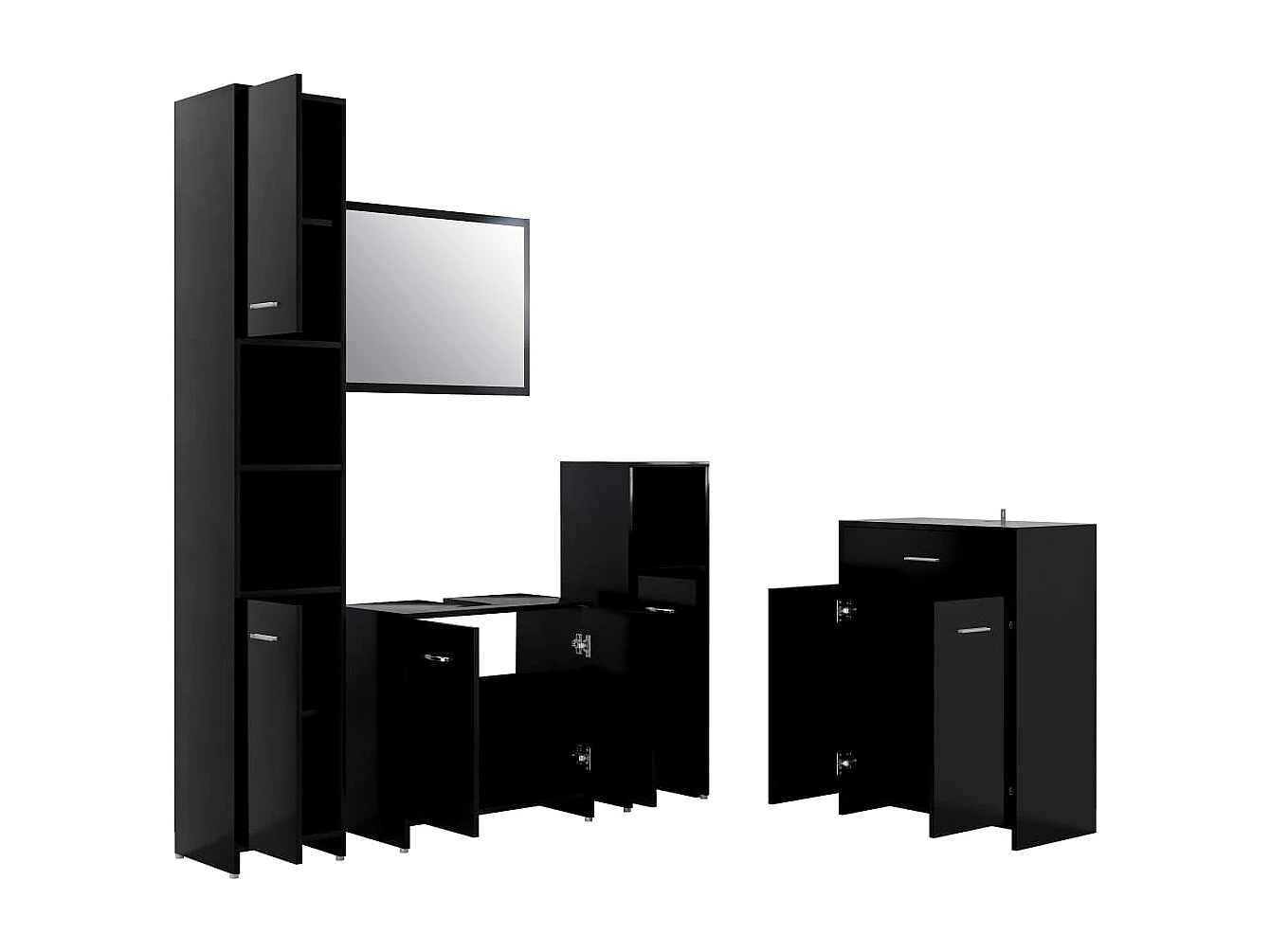 Ensemble de meubles de salle de bain 4 pcs Noir 4