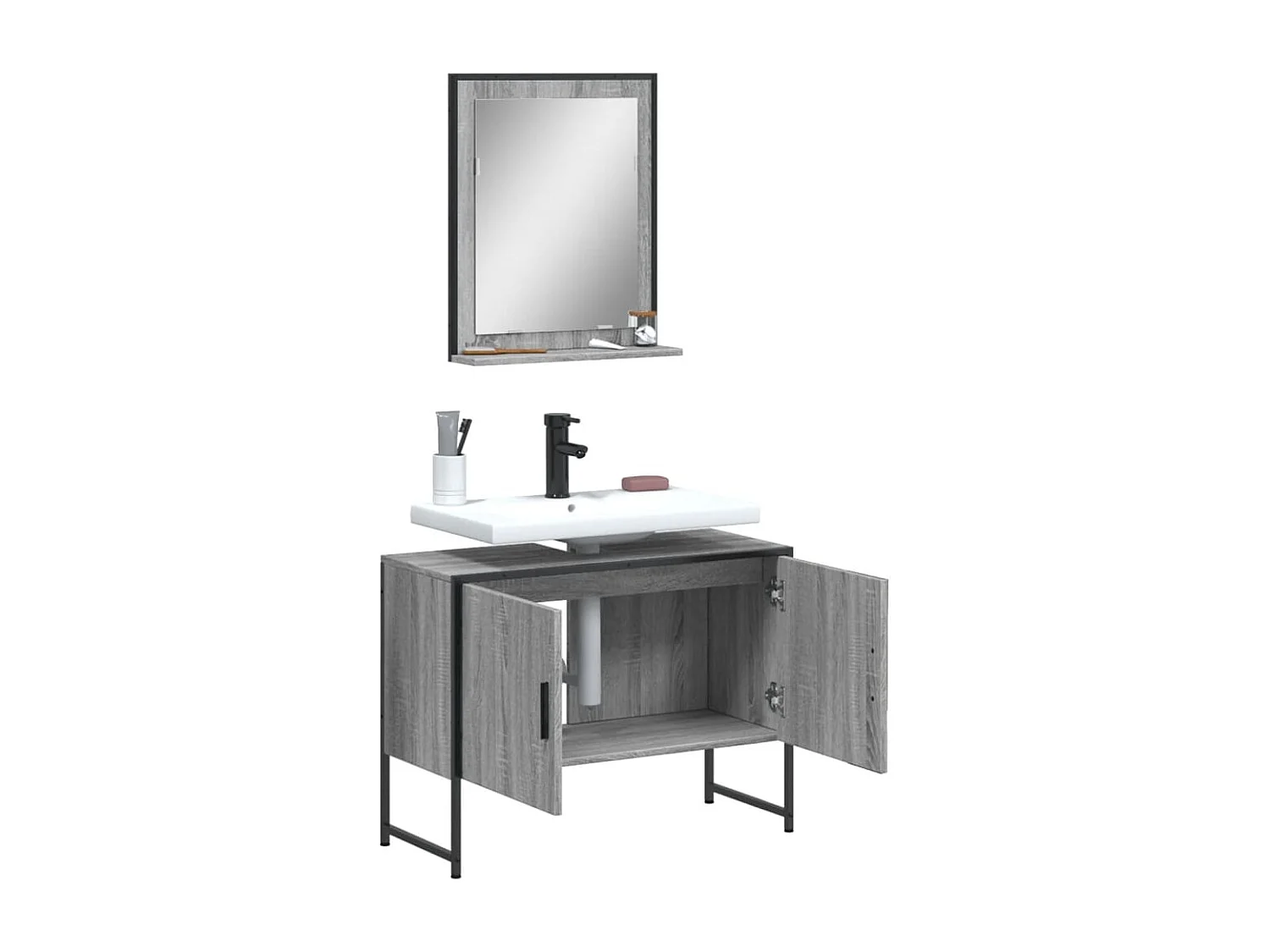 Ensemble d'armoires de salle de bain 2 pcs sonoma gris