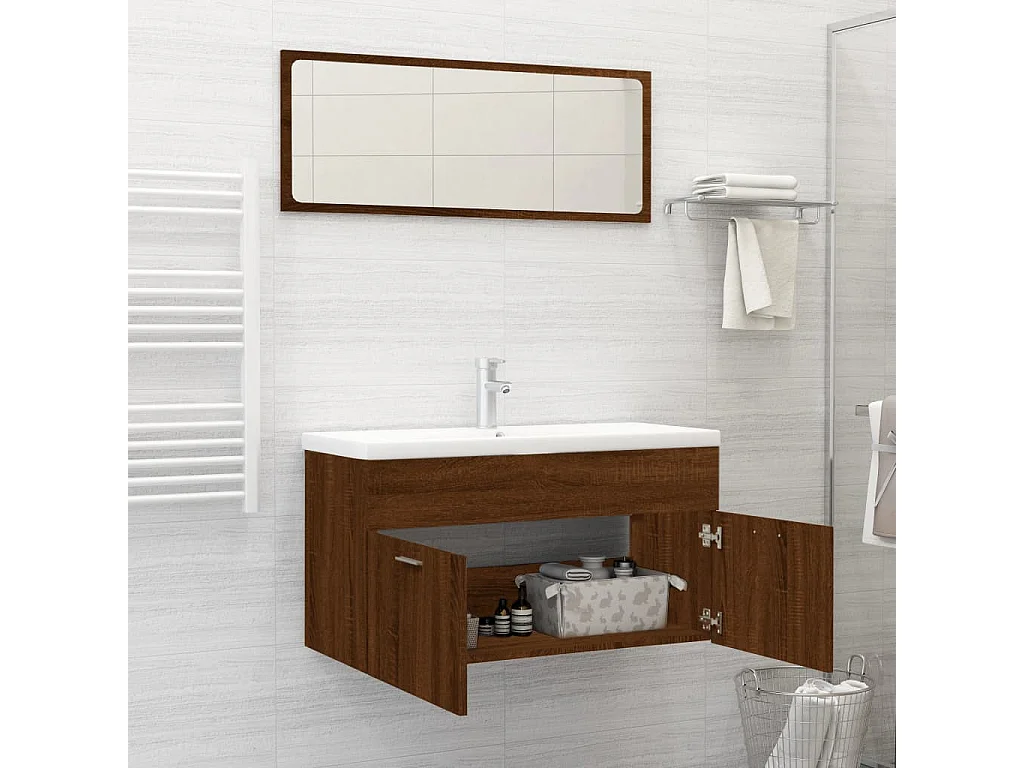 Ensemble de meubles de salle de bain 2 pcs Chêne marron