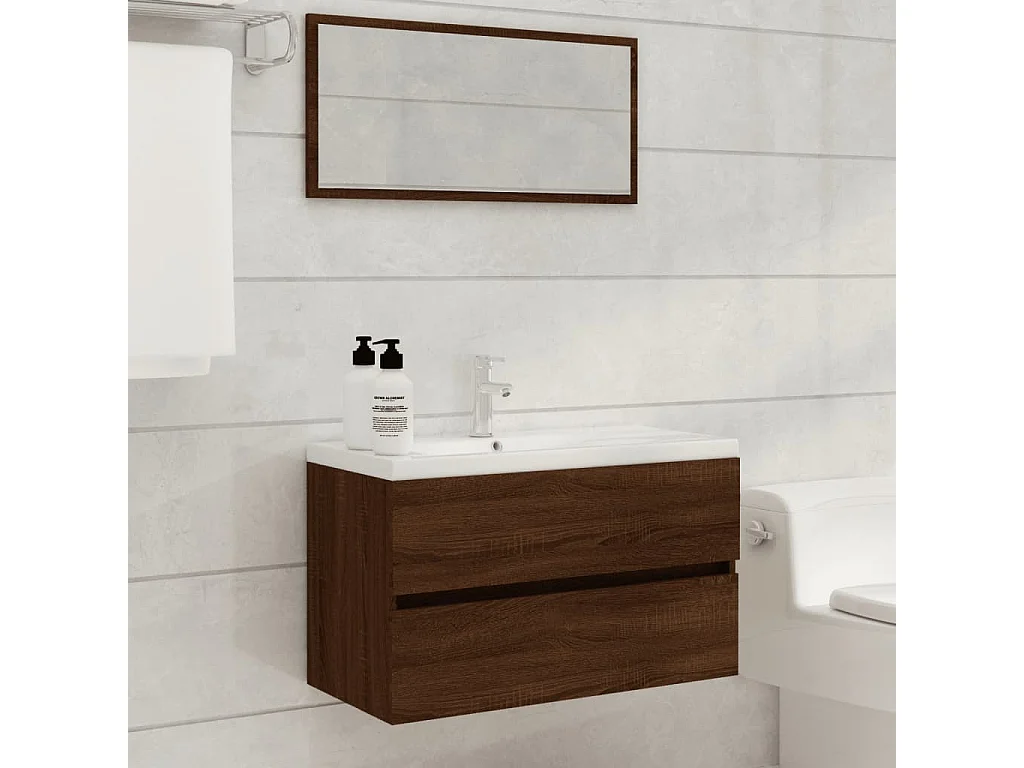 Ensemble de meubles de salle de bain 2 pcs Chêne marron