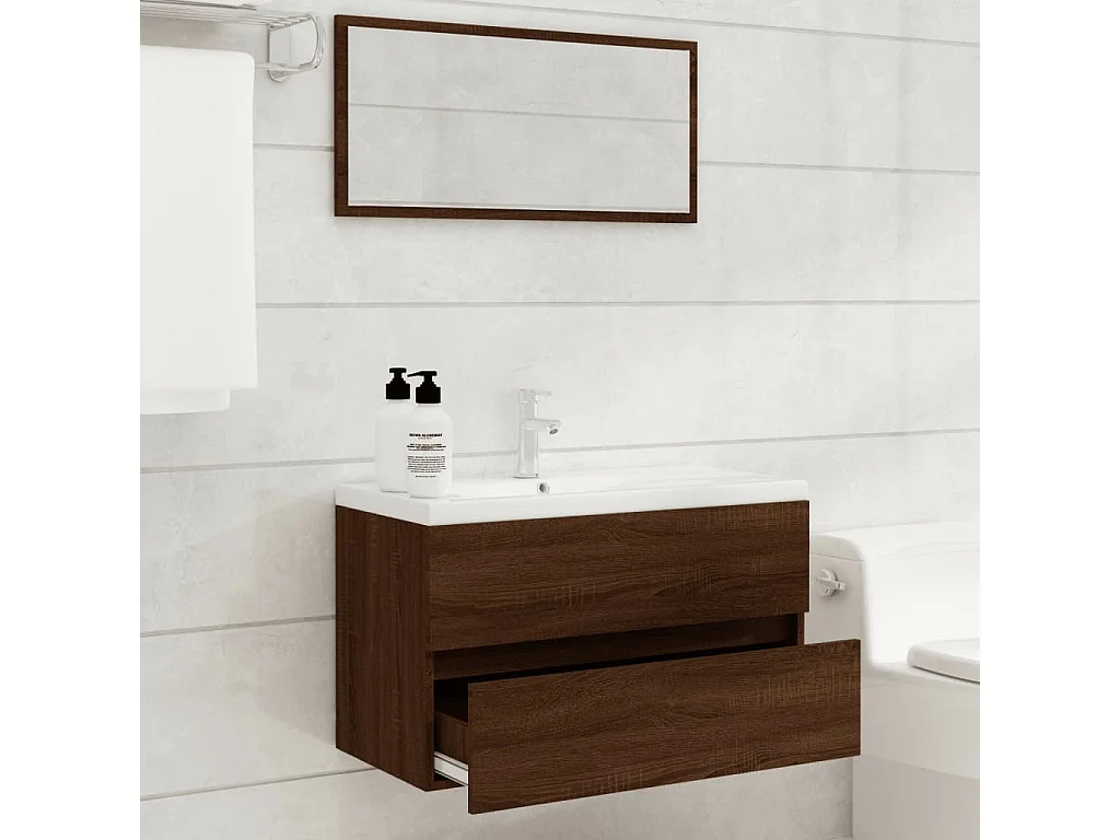 Ensemble de meubles de salle de bain 2 pcs Chêne marron