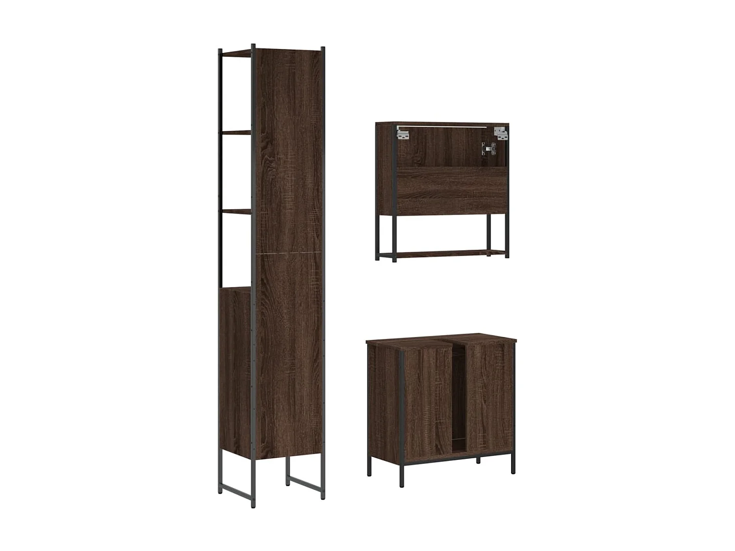 Ensemble de meubles de salle de bain 3 pcs Chêne marron