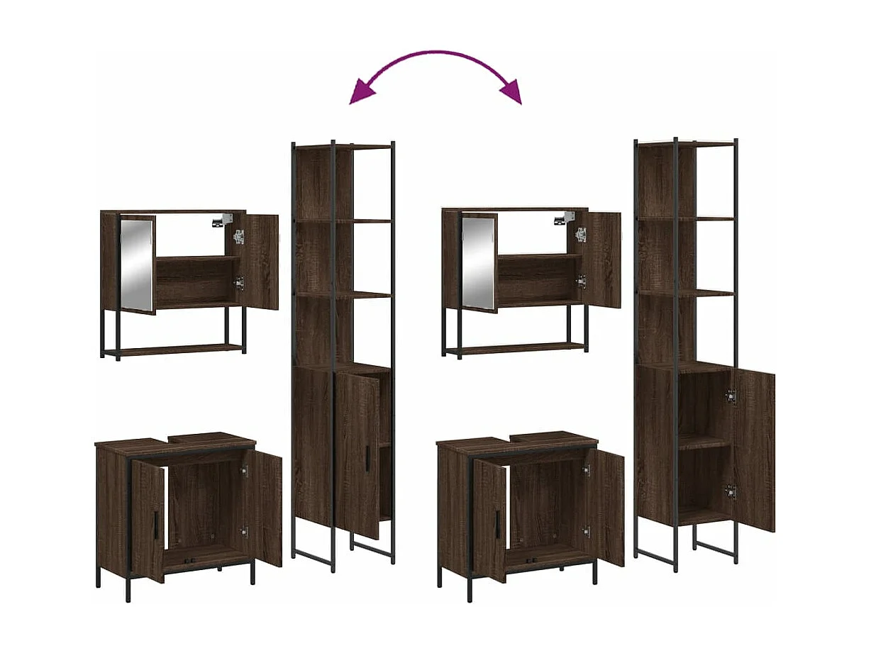 Ensemble de meubles de salle de bain 3 pcs Chêne marron