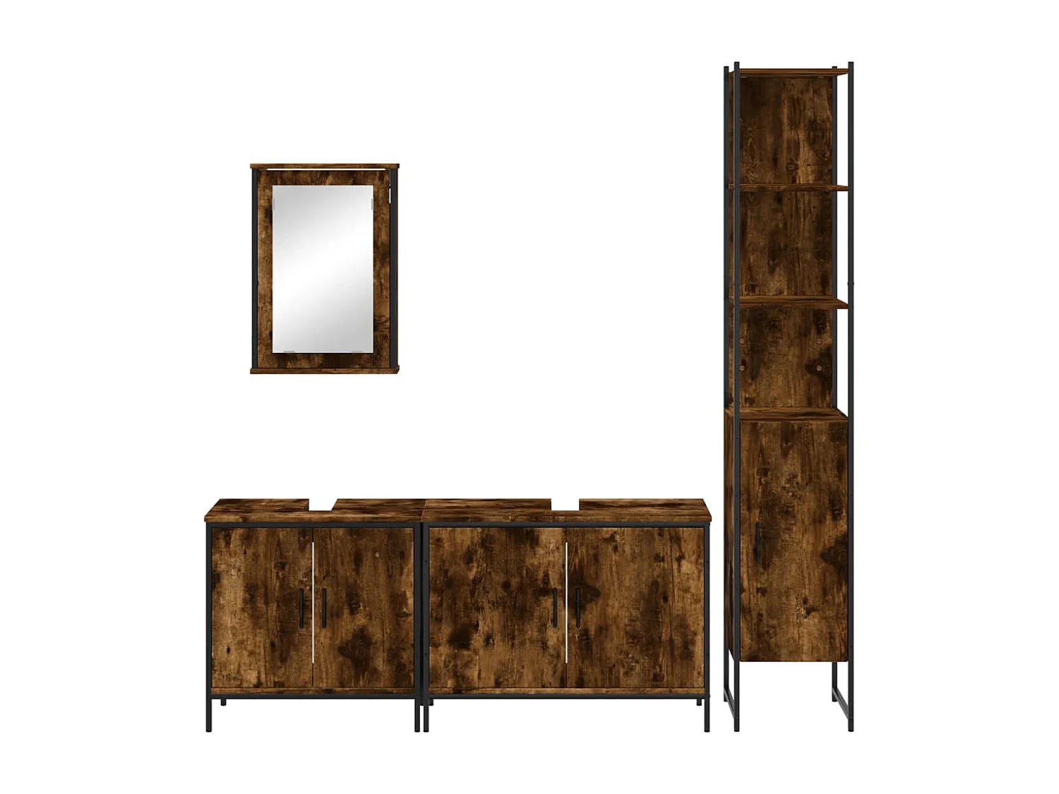 Ensemble de meubles de salle de bain 4 pcs Chêne fumé Bois