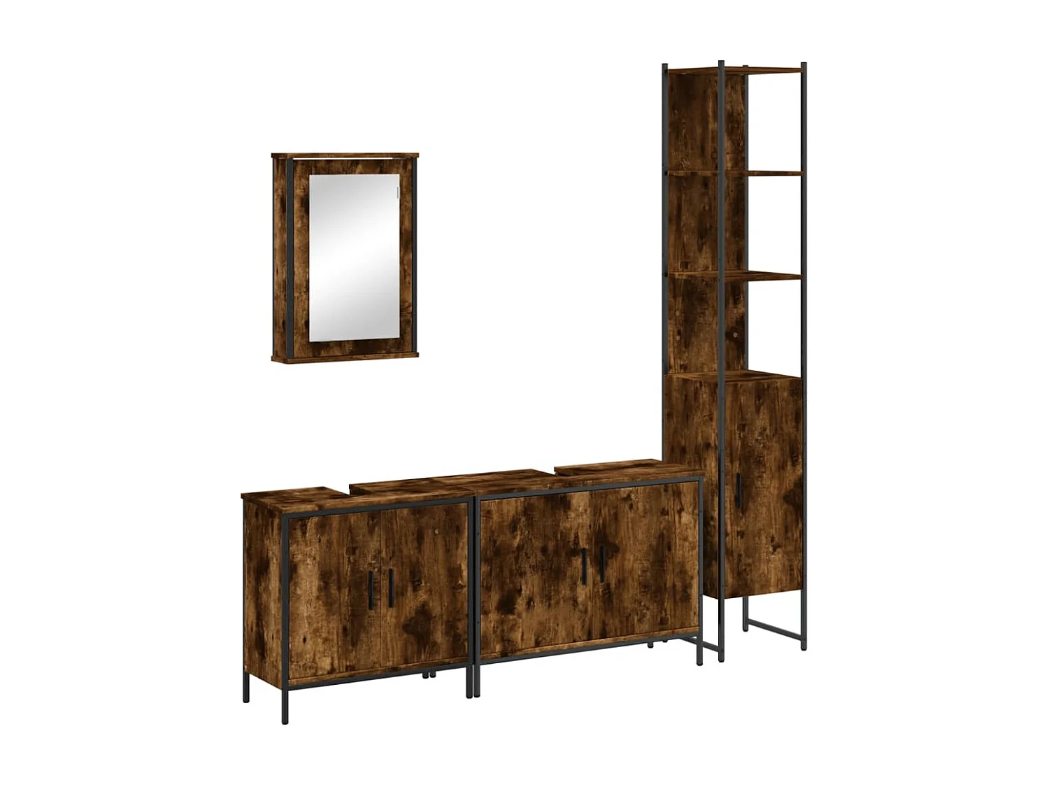 Ensemble de meubles de salle de bain 4 pcs Chêne fumé Bois