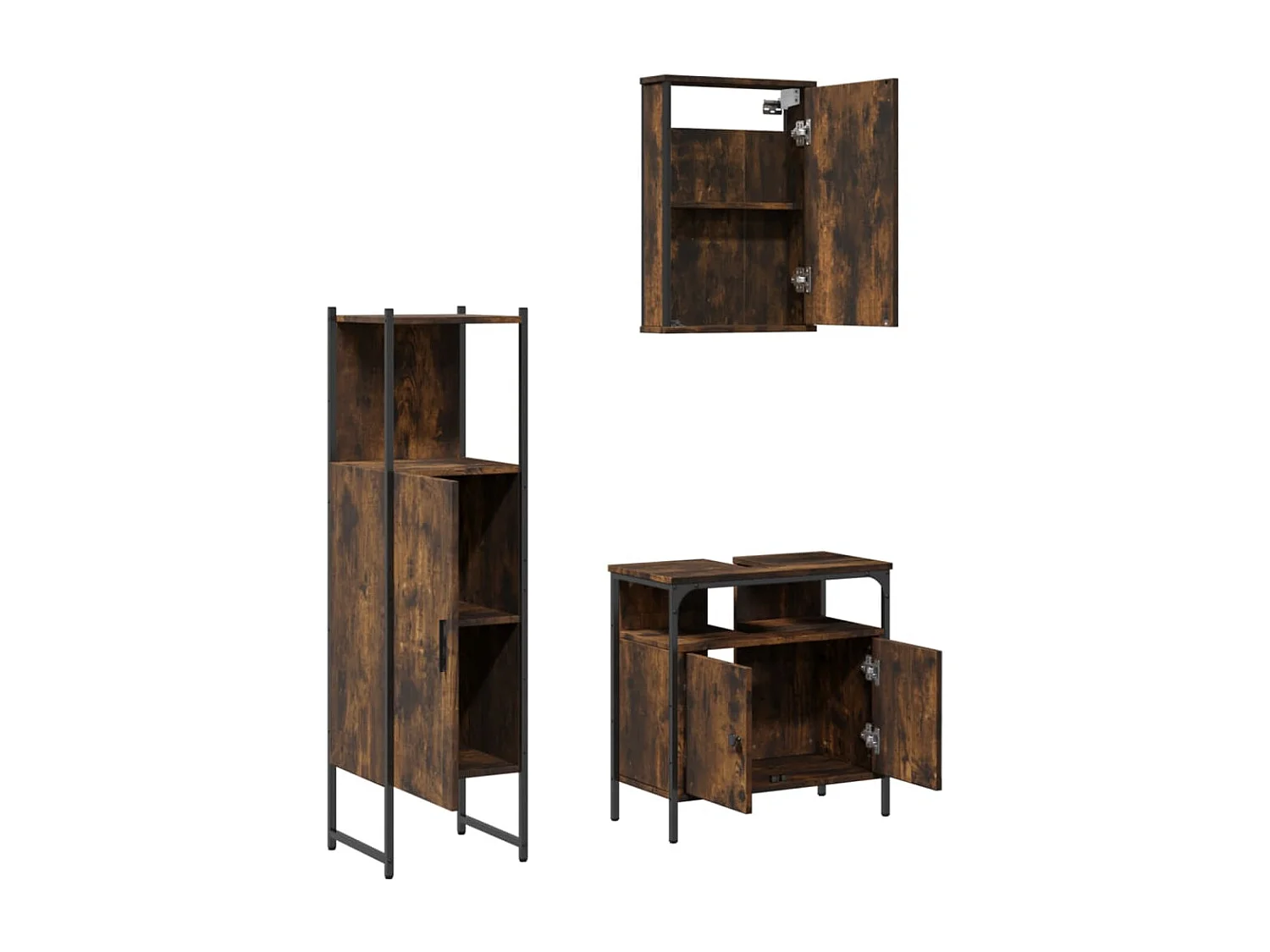 Ensemble de meubles de salle de bain 3 pcs Chêne fumé