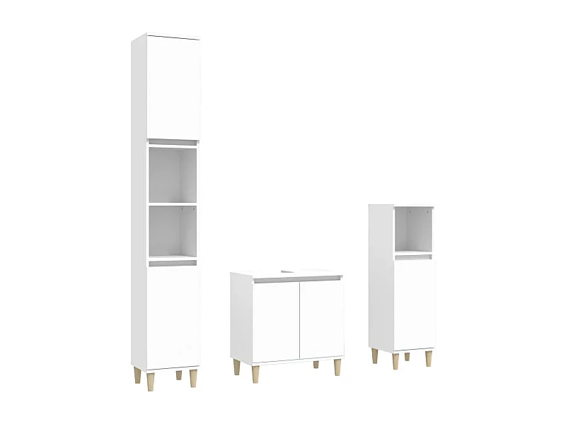 Ensemble de meubles salle de bain 3 pcs blanc bois d'ingénierie