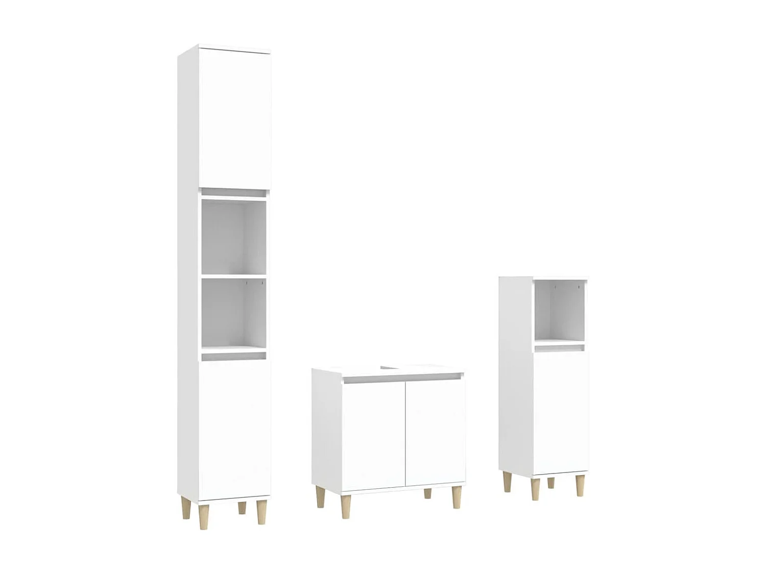 Ensemble de meubles salle de bain 3 pcs blanc bois d'ingénierie