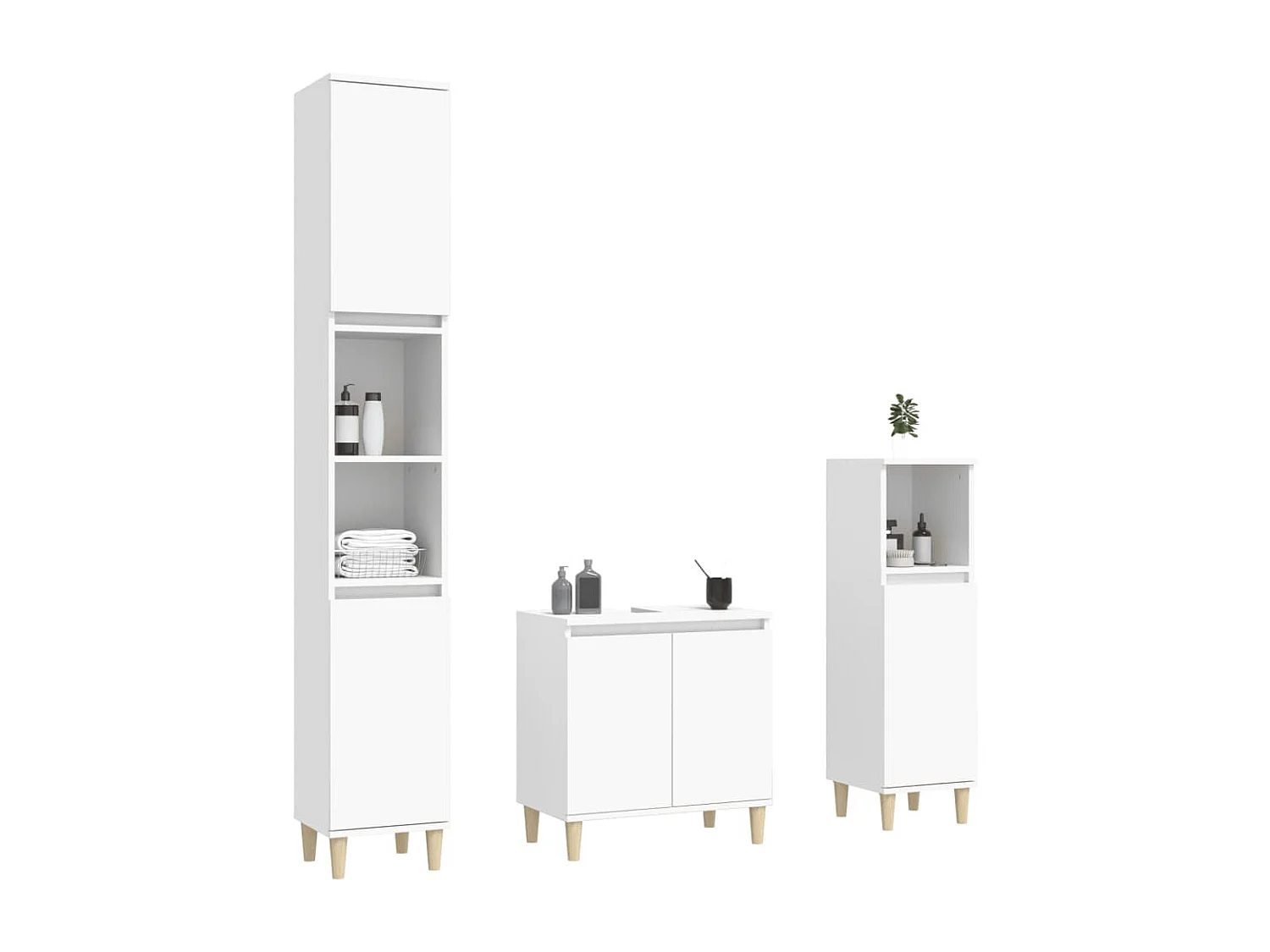 Ensemble de meubles salle de bain 3 pcs blanc bois d'ingénierie
