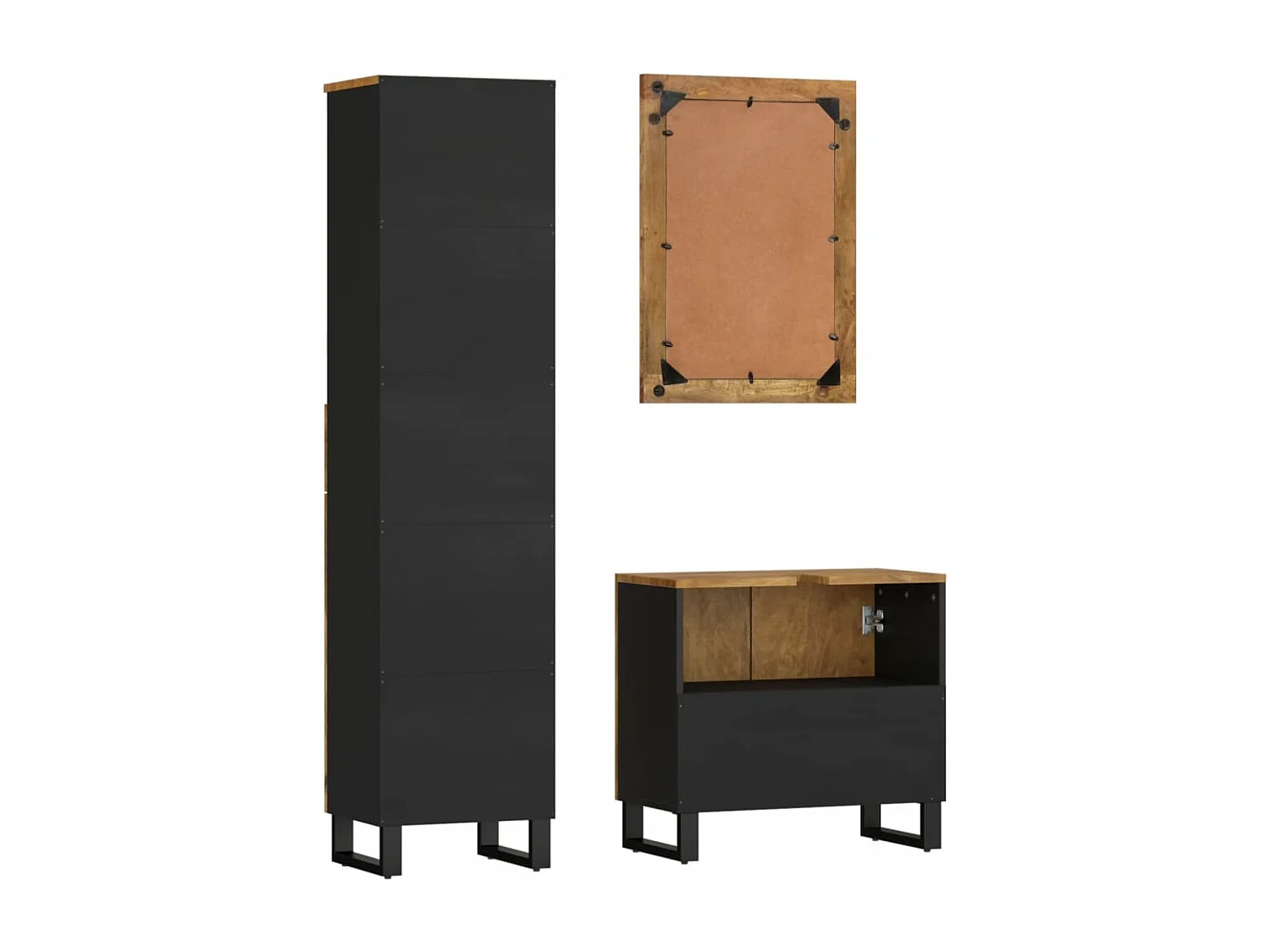 Ensemble de meubles de salle de bain 3 pcs bois manguier massif