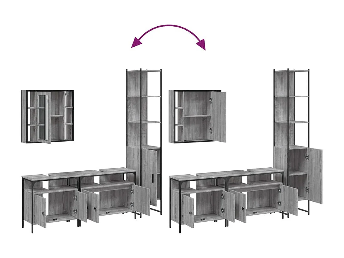 Ensemble d'armoires de salle de bain 4 pcs sonoma gris