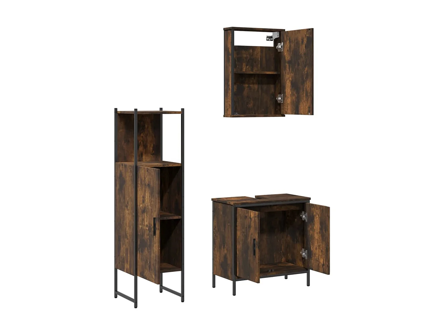 Ensemble de meubles de salle de bain 3 pcs Chêne fumé