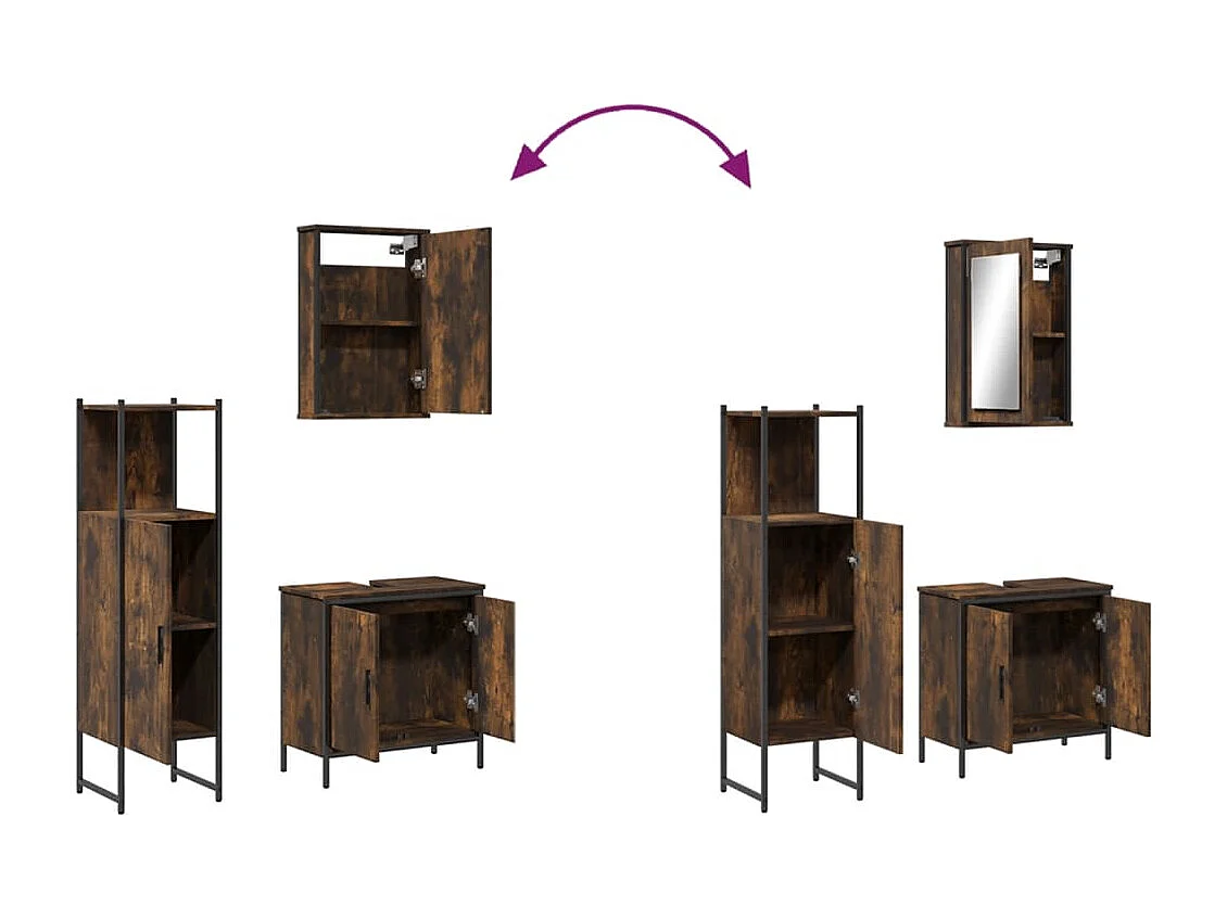 Ensemble de meubles de salle de bain 3 pcs Chêne fumé