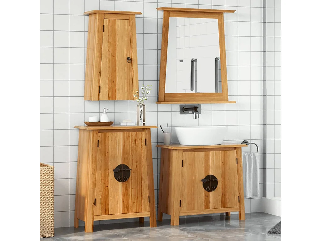 Ensemble de meubles de salle de bain 3 pcs bois de pin massif