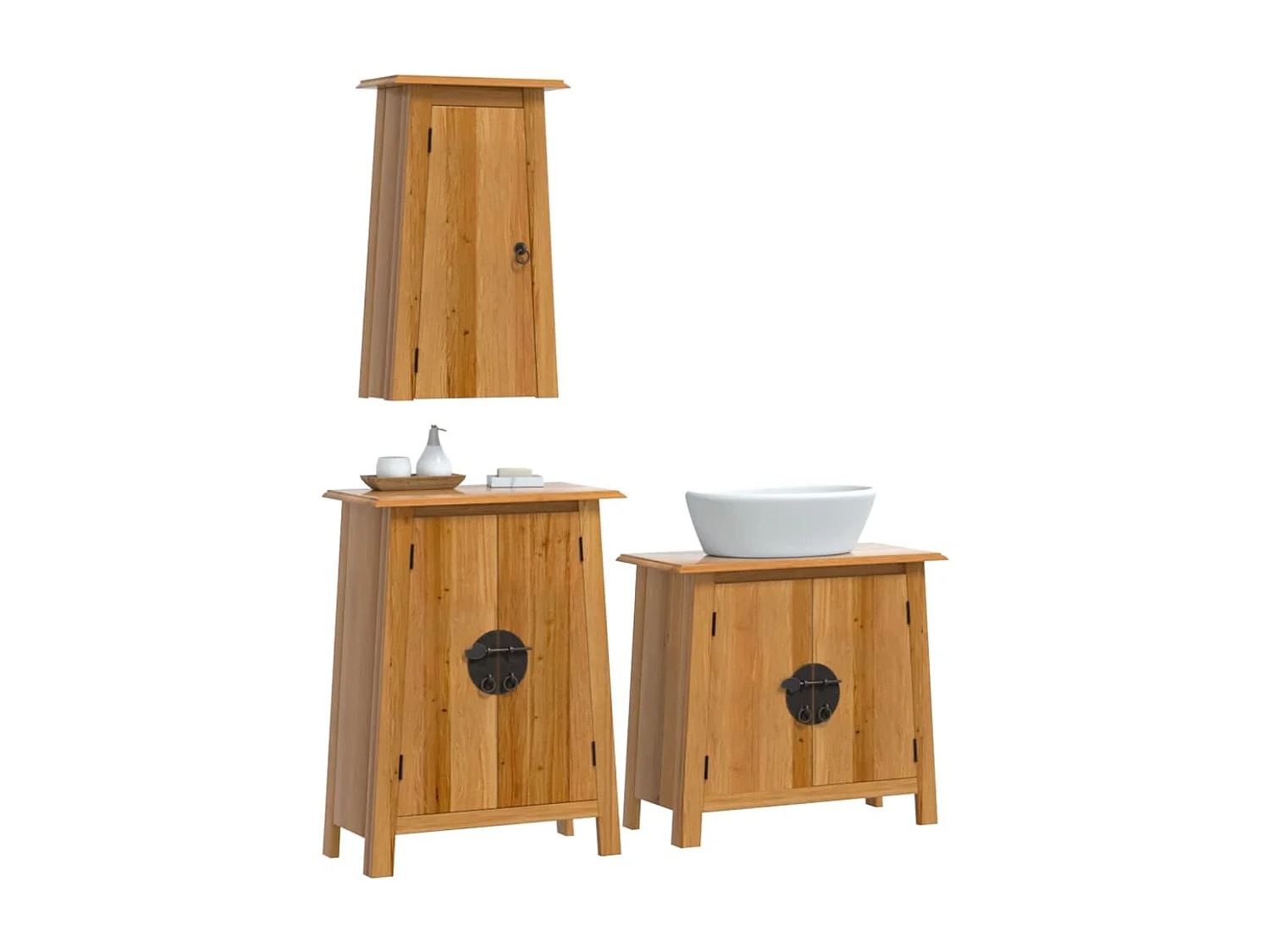 Ensemble de meubles de salle de bain 3 pcs bois de pin massif