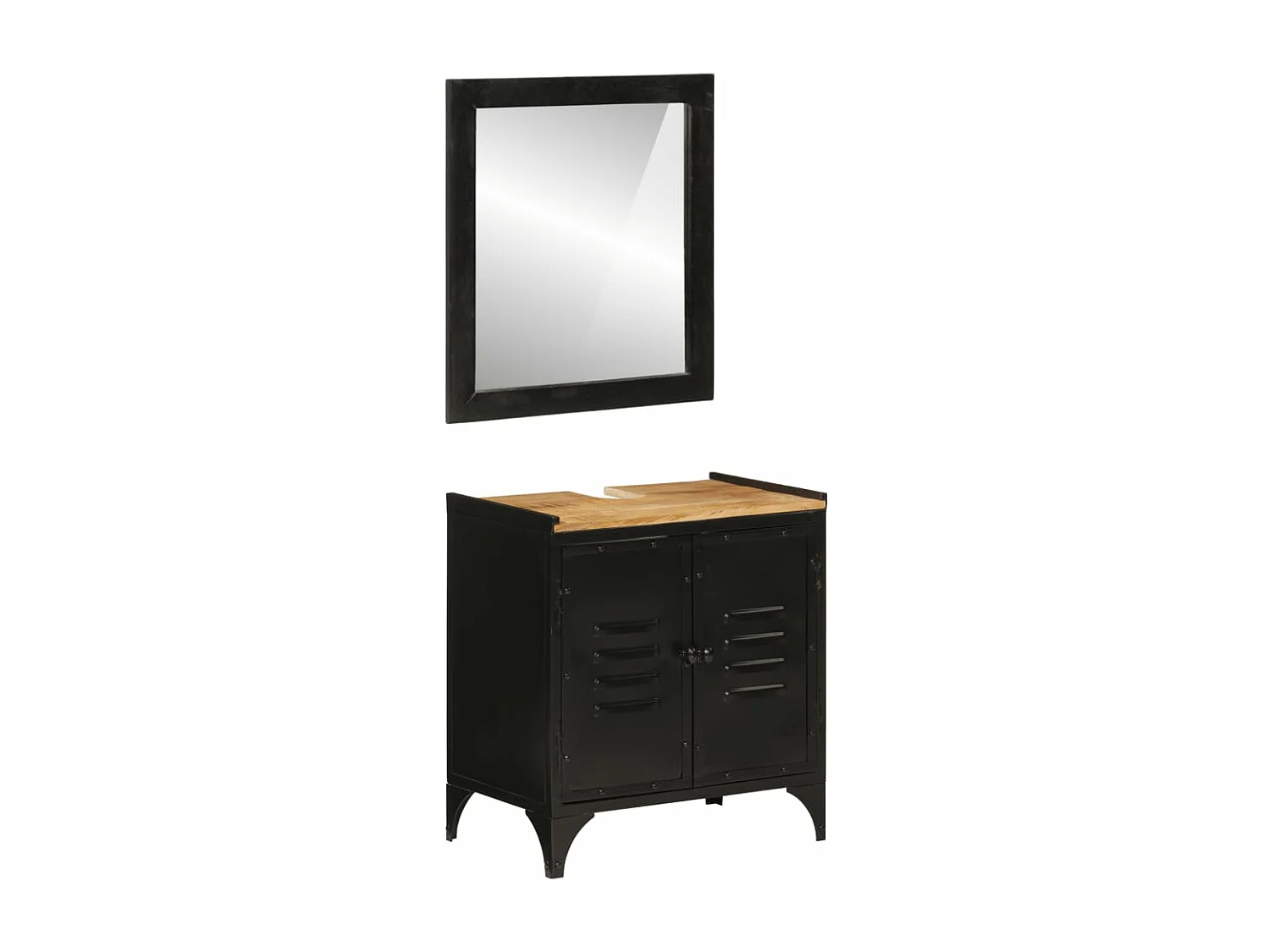 Ensemble de meubles salle de bain 2 pcs fer et bois de manguier