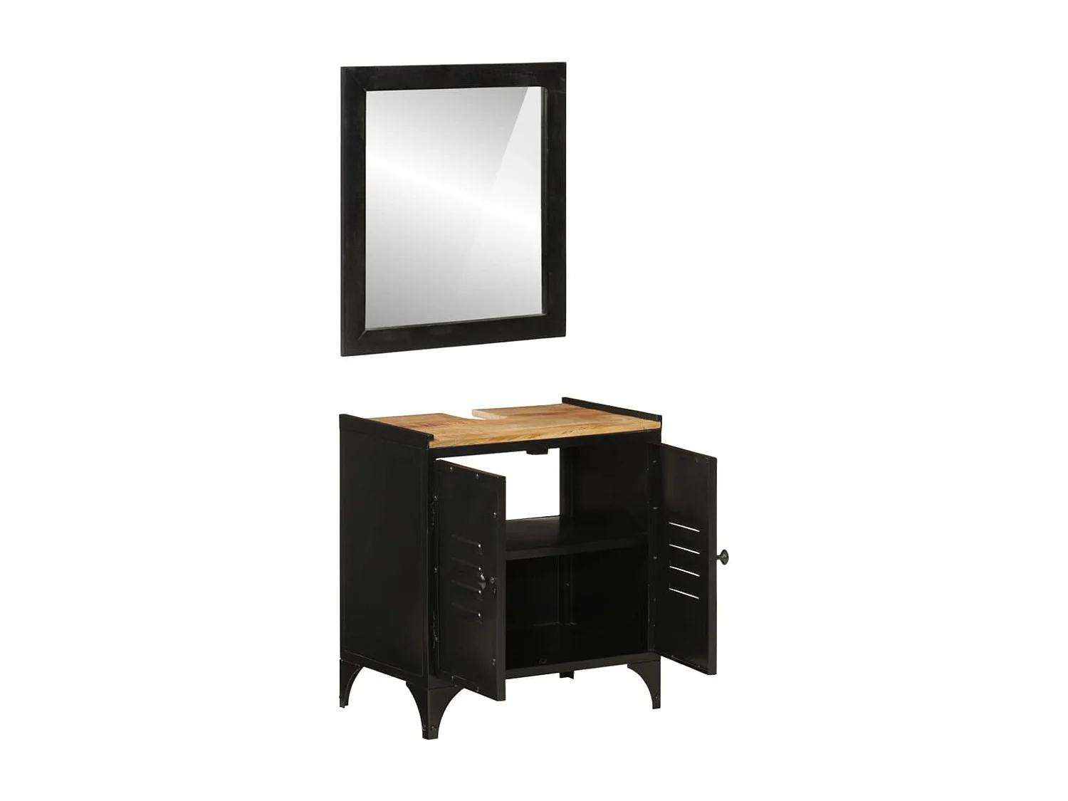 Ensemble de meubles salle de bain 2 pcs fer et bois de manguier