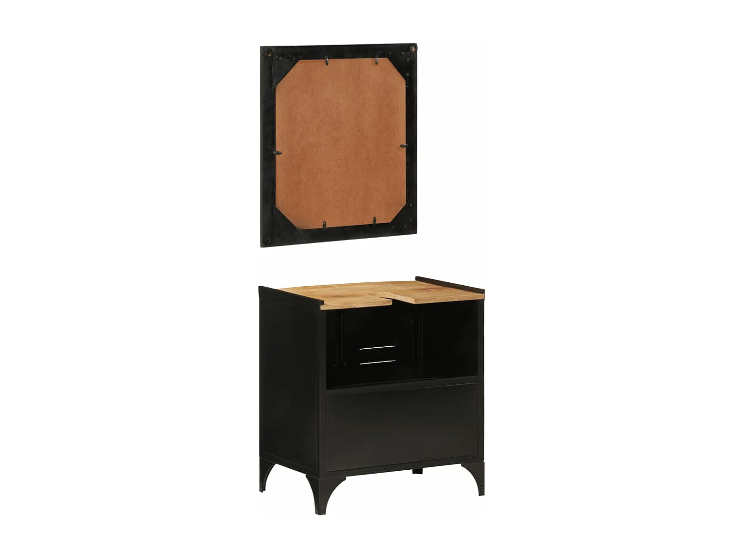 Ensemble de meubles salle de bain 2 pcs fer et bois de manguier