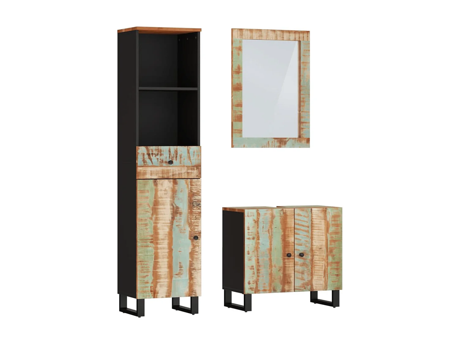 Ensemble de meubles de salle de bain 3 pcs bois massif récupéré