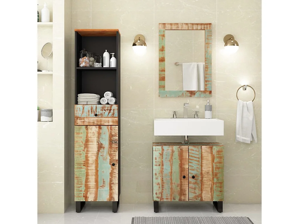 Ensemble de meubles de salle de bain 3 pcs bois massif récupéré
