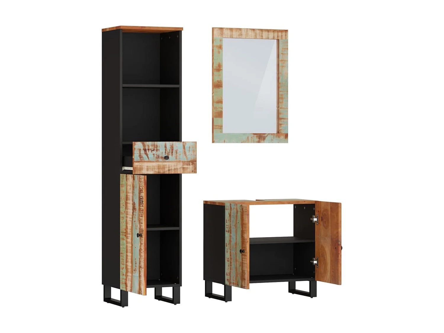 Ensemble de meubles de salle de bain 3 pcs bois massif récupéré
