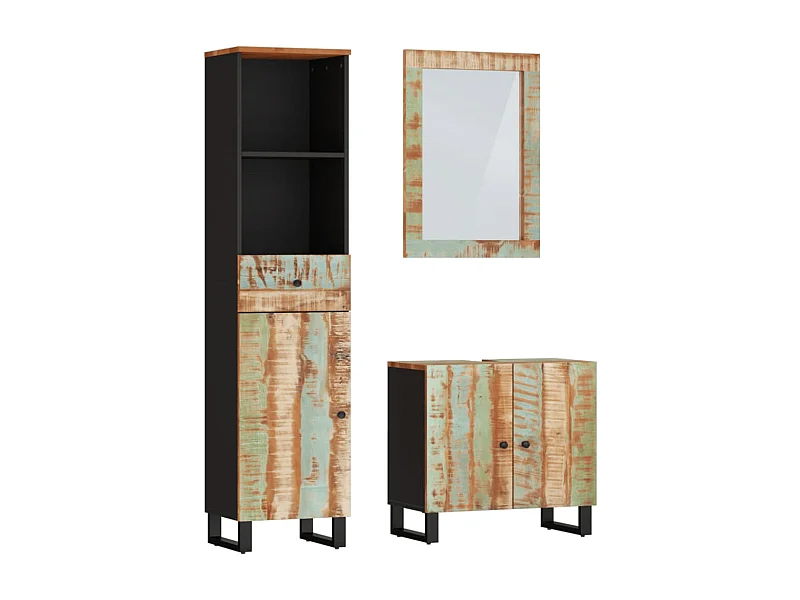 Ensemble de meubles de salle de bain 3 pcs bois massif récupéré