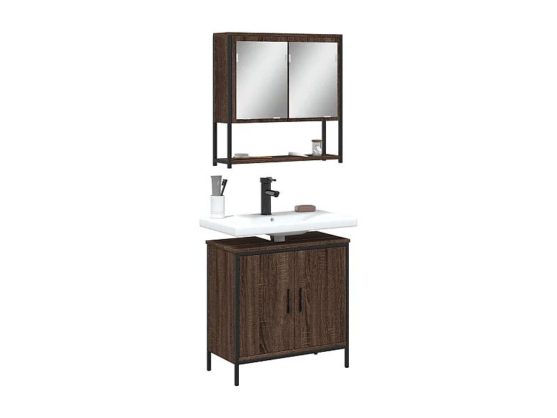 Ensemble de meubles de salle de bain 2 pcs Chêne marron
