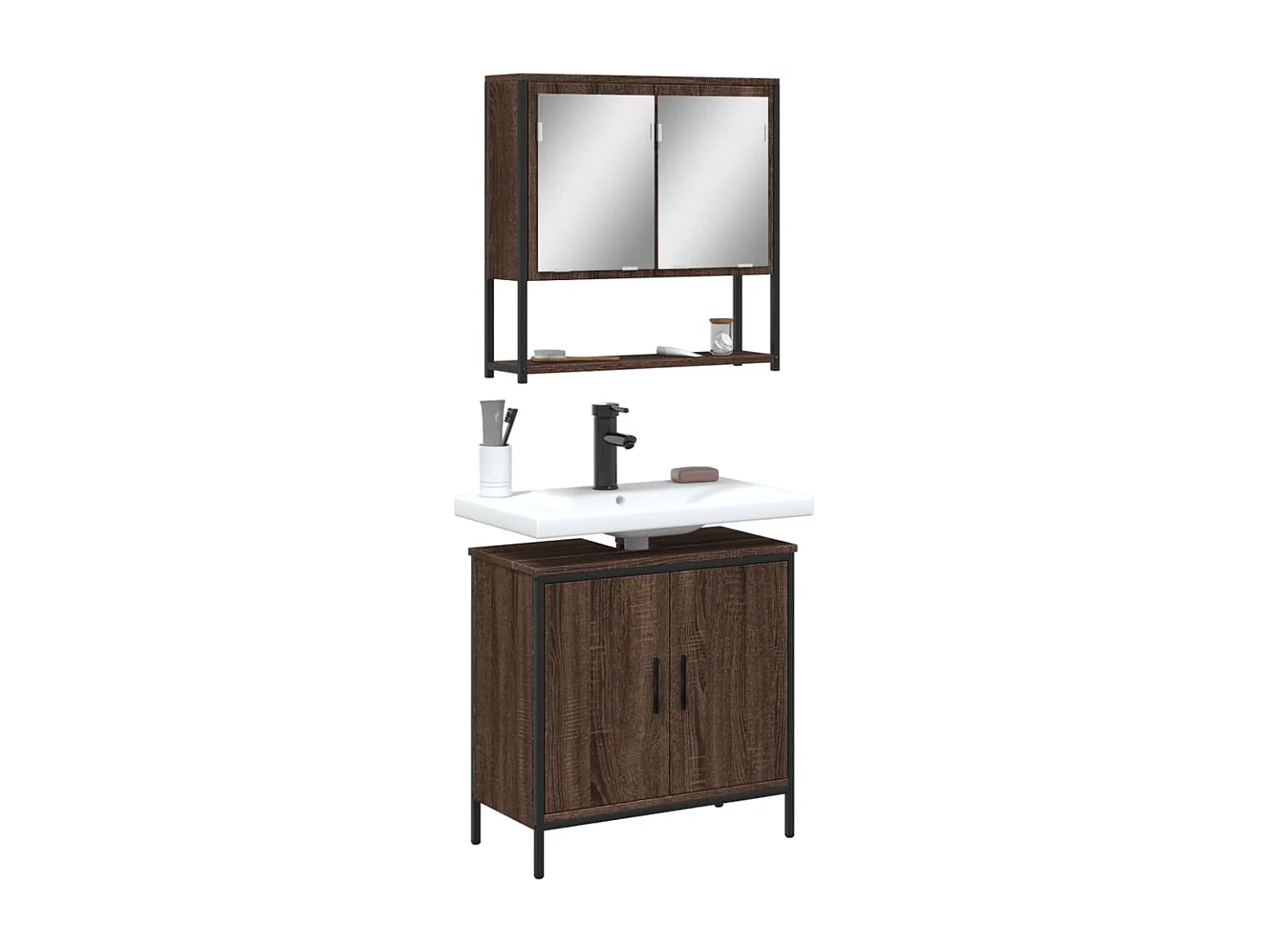 Ensemble de meubles de salle de bain 2 pcs Chêne marron